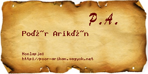 Poór Arikán névjegykártya